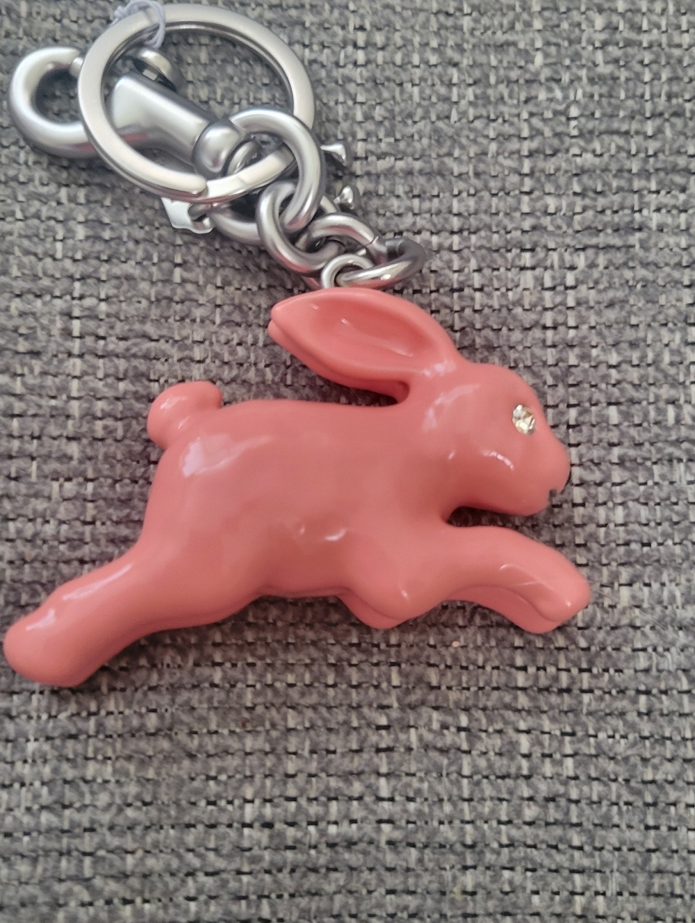Coach Coral Pink Bunny Charm Key Charm with Crystal Eye - Picture 16 of 16